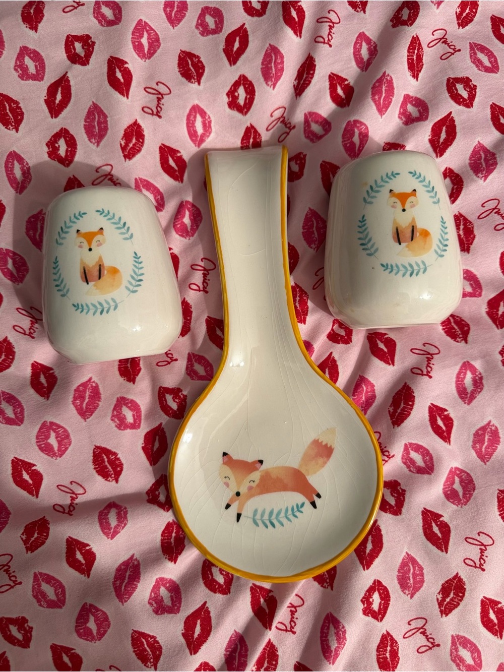 Fox Spoon Rest and Salt and Pepper Shakers Set